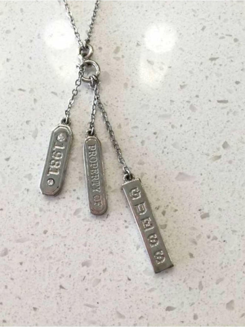 Guess Silver-Tone Dog Tag Pendant Necklace